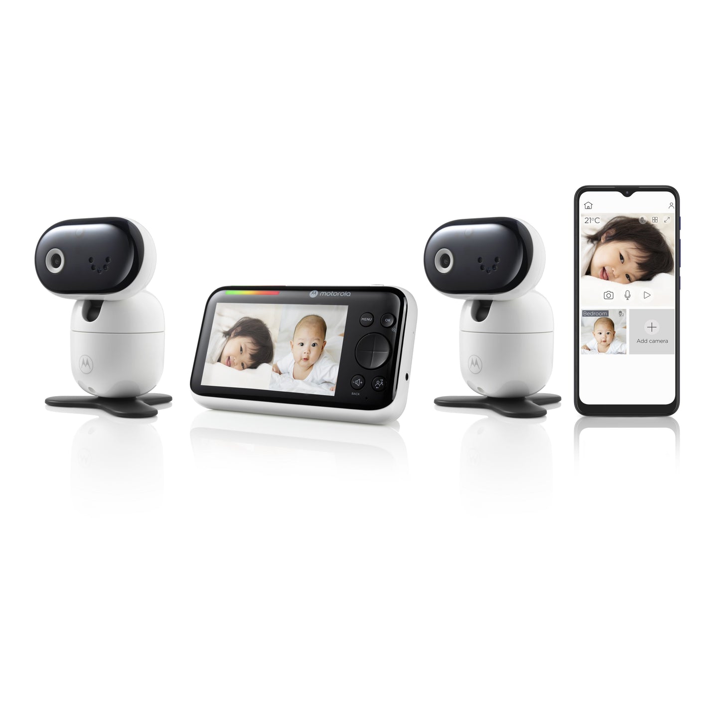 Motorola PIP1610 Connect Wi-Fi HD Motorized Smart Baby Monitor - 2 Camera Set - White