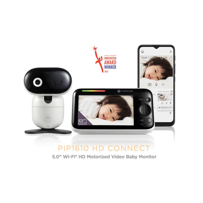 Motorola PIP1610 Connect Wi-Fi HD Motorized Smart Baby Monitor - White