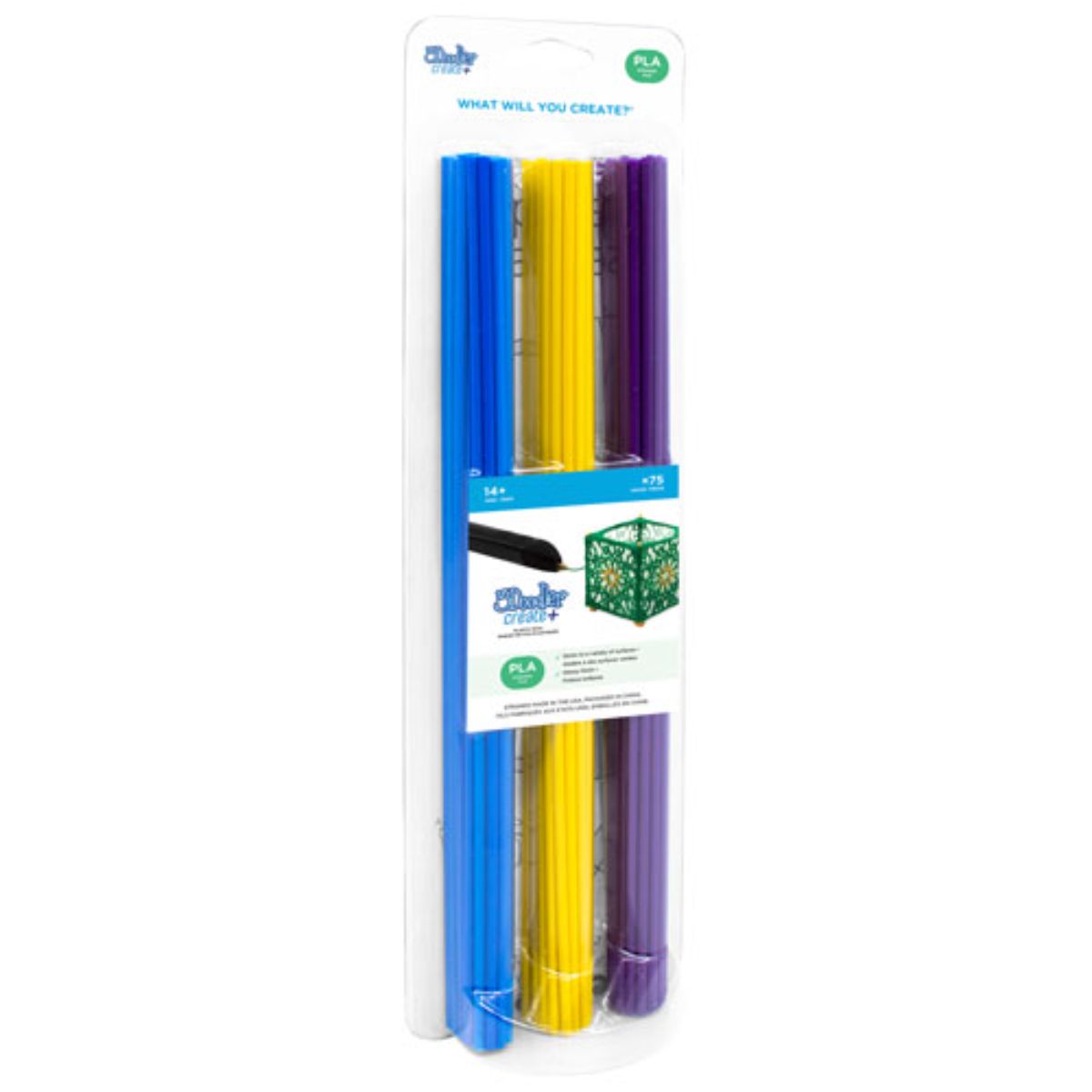 3Doodler PLA Mix Blister 3 -75 Strand (Purple, Yellow, Blue)