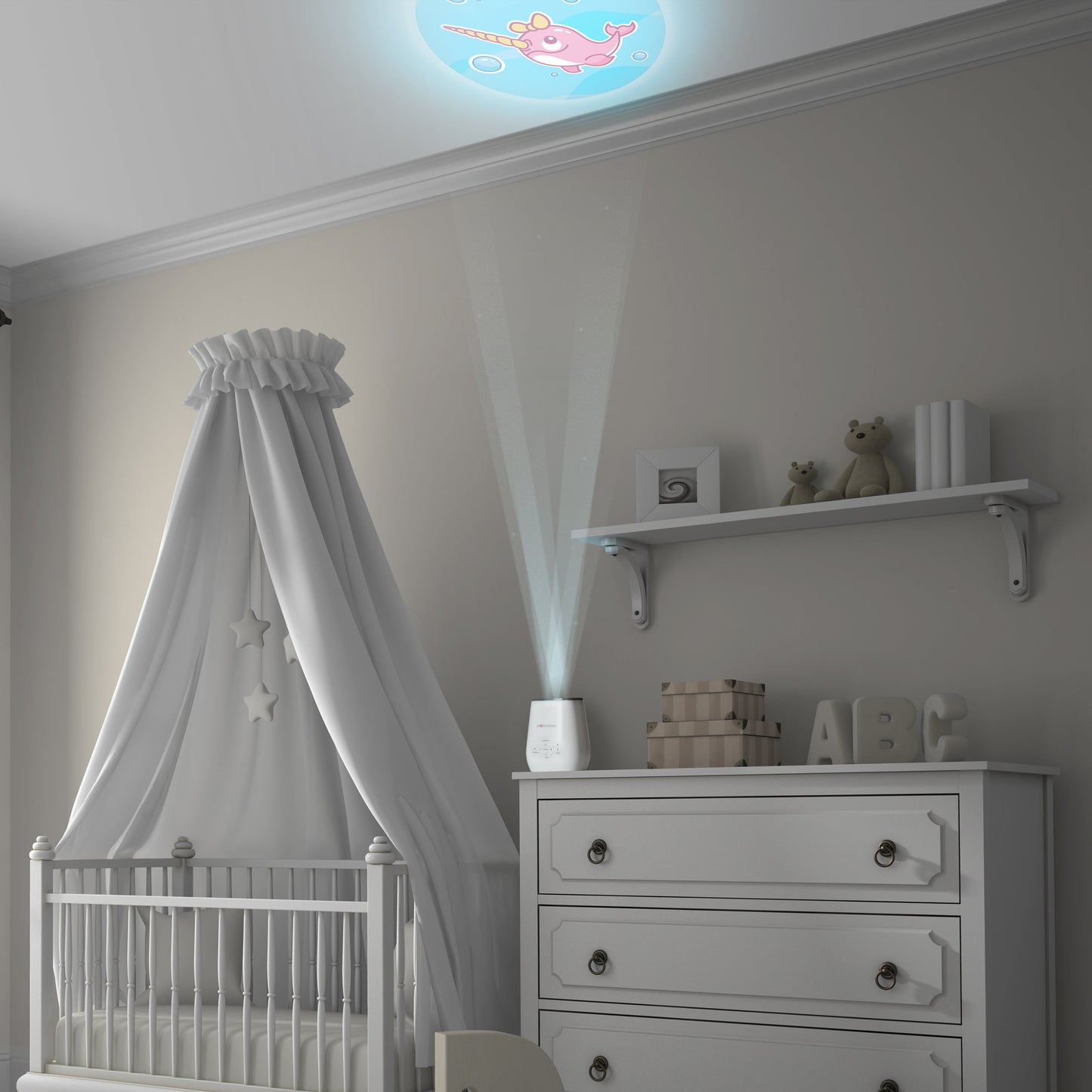 Project Nursery 4-in-1 Soothing Projector with Nightlight and Timer - White