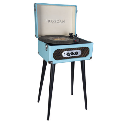 Proscan Bluetooth Retro 3-Speed Turntable with Stand and FM Radio - Blue