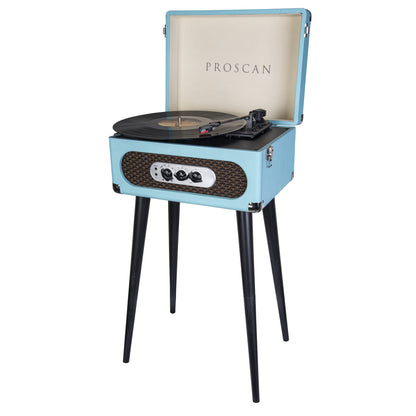 Proscan Bluetooth Retro 3-Speed Turntable with Stand and FM Radio - Blue