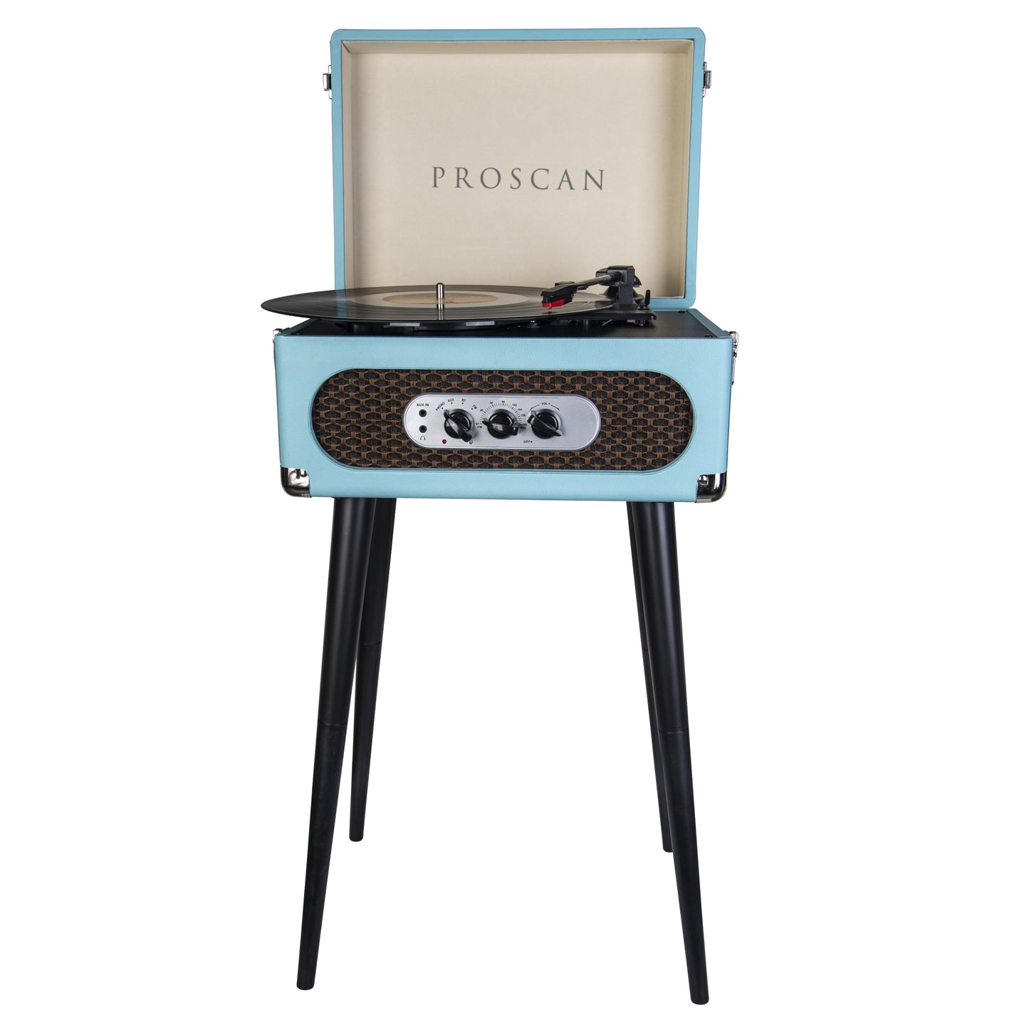 Proscan Bluetooth Retro 3-Speed Turntable with Stand and FM Radio - Blue