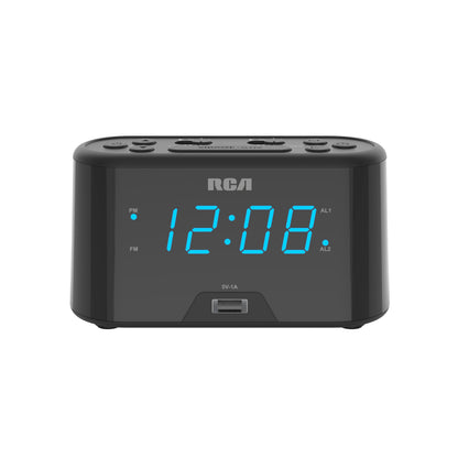 RCA Digital Clock Radio with USB Charging - Black