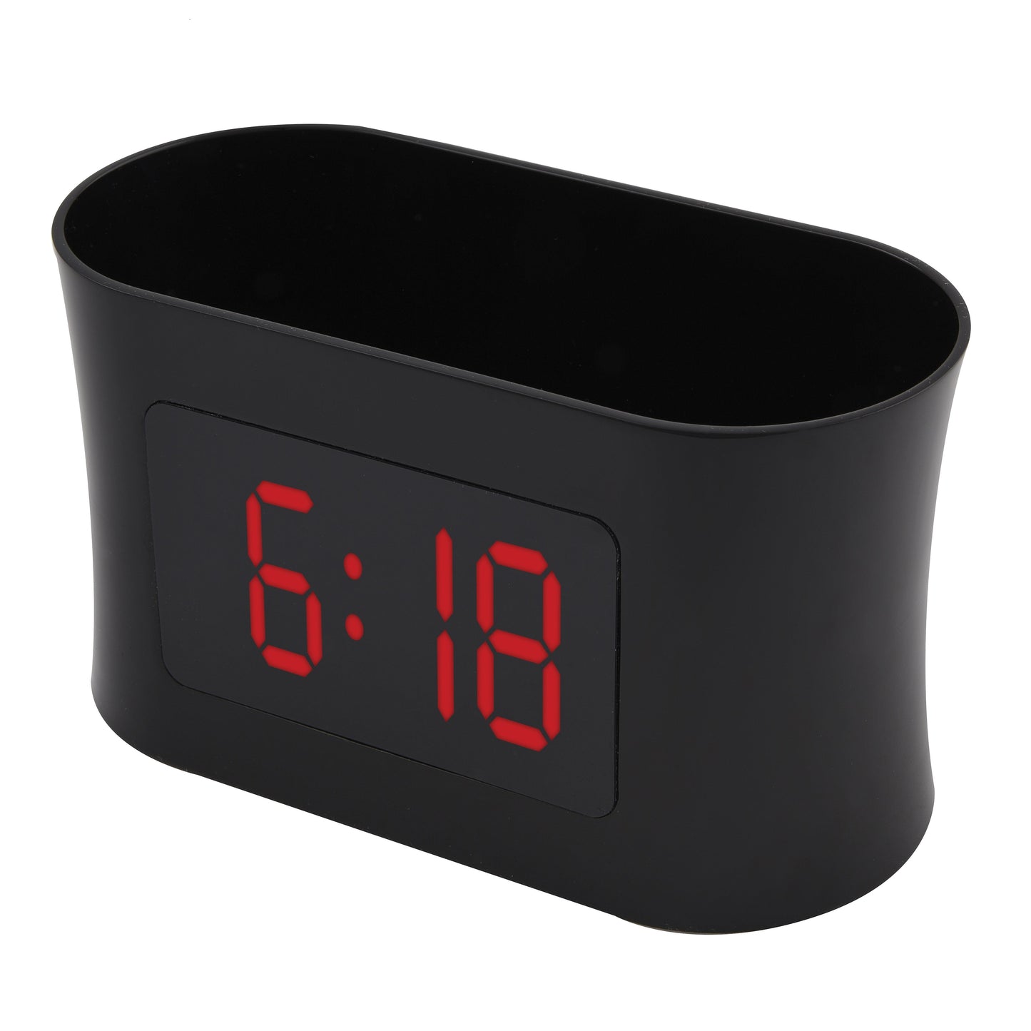 RCA Dual Alarm Clock Caddy with USB Charging - Black