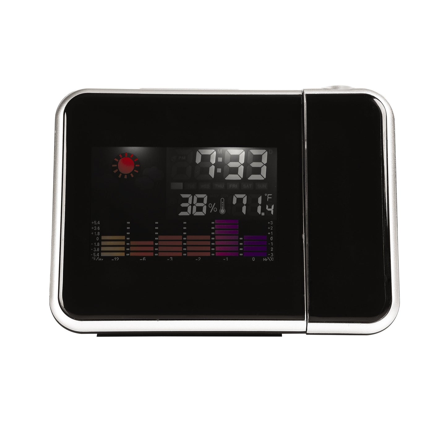 RCA Alarm Clock Time Projector with Color Display - Black