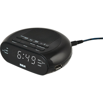 RCA Soothing Sounds Alarm Clock Radio with USB Charging - Black