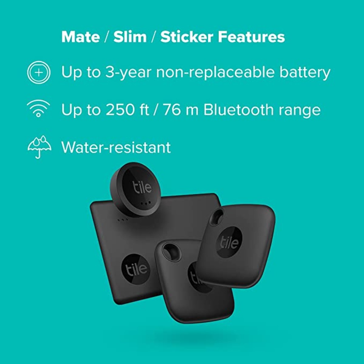 Tile Mate Essential - 4 pack (2 Black Mate/Slim/Sticker)