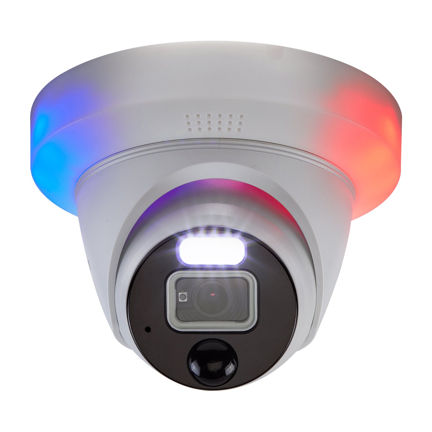 Swann 12MP Pro SwannForce™ Add-On NVR Dome IP Camera with Spotlight, Siren, Red & Blue Flashing Lights - White