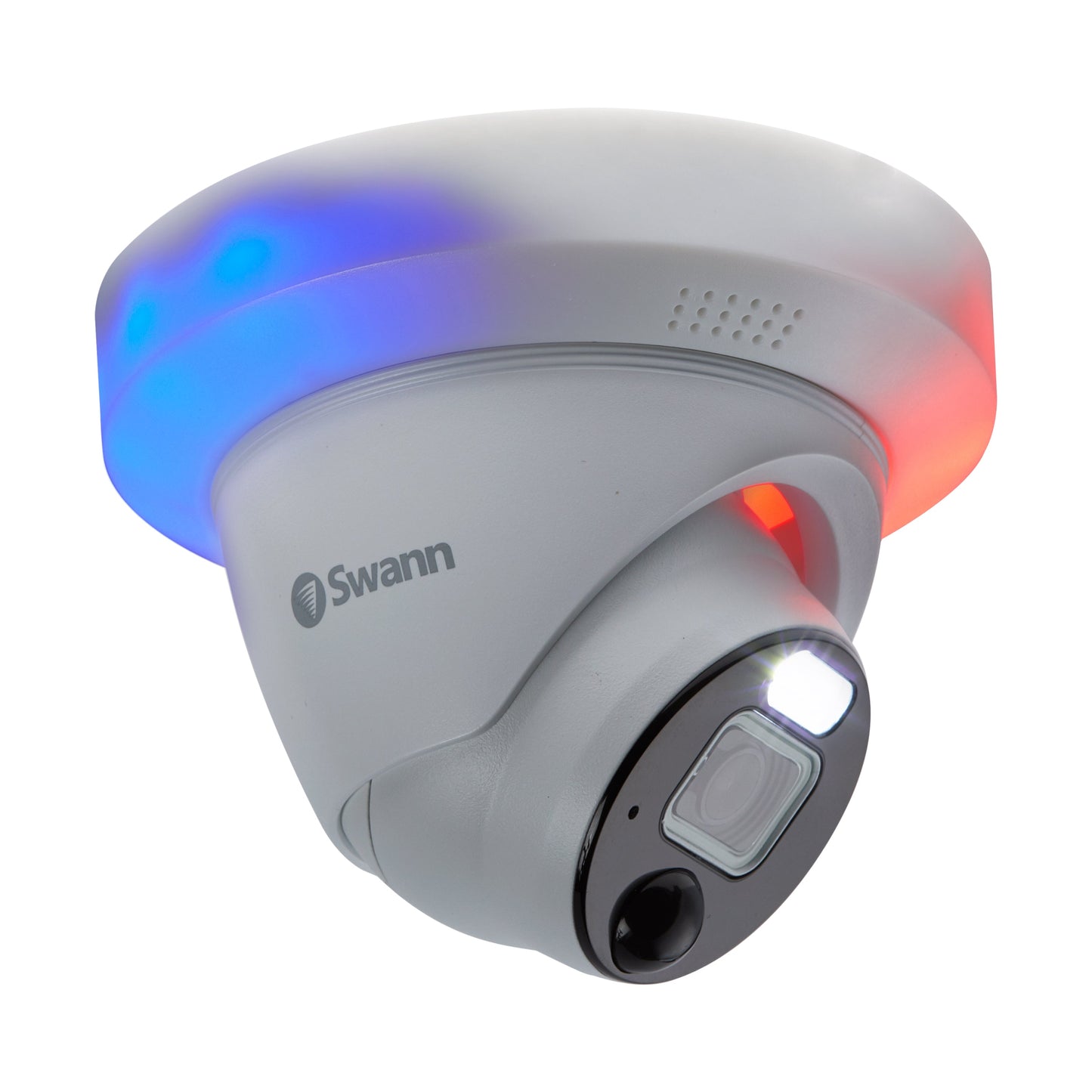 Swann 12MP Pro SwannForce™ Add-On NVR Dome IP Camera with Spotlight, Siren, Red & Blue Flashing Lights - White