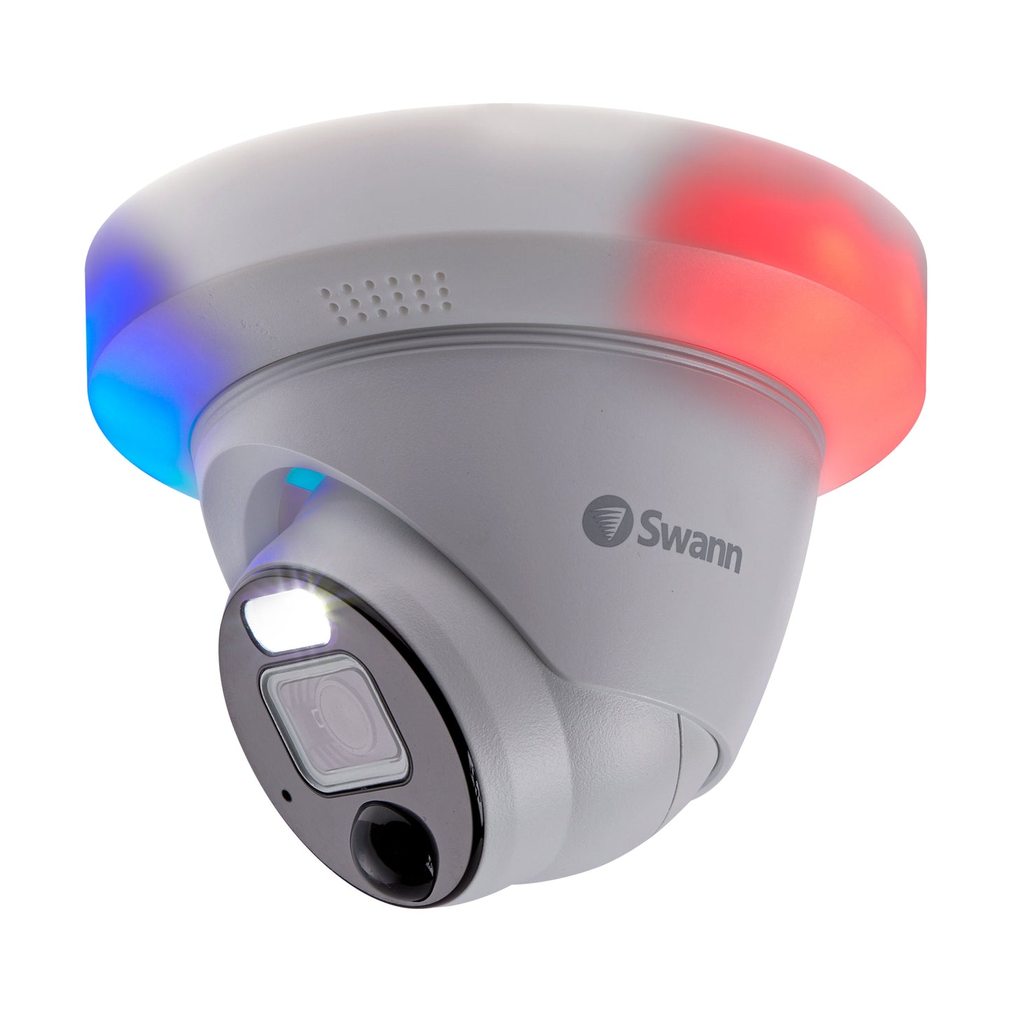 Swann 12MP Pro SwannForce™ Add-On NVR Dome IP Camera with Spotlight, Siren, Red & Blue Flashing Lights - White