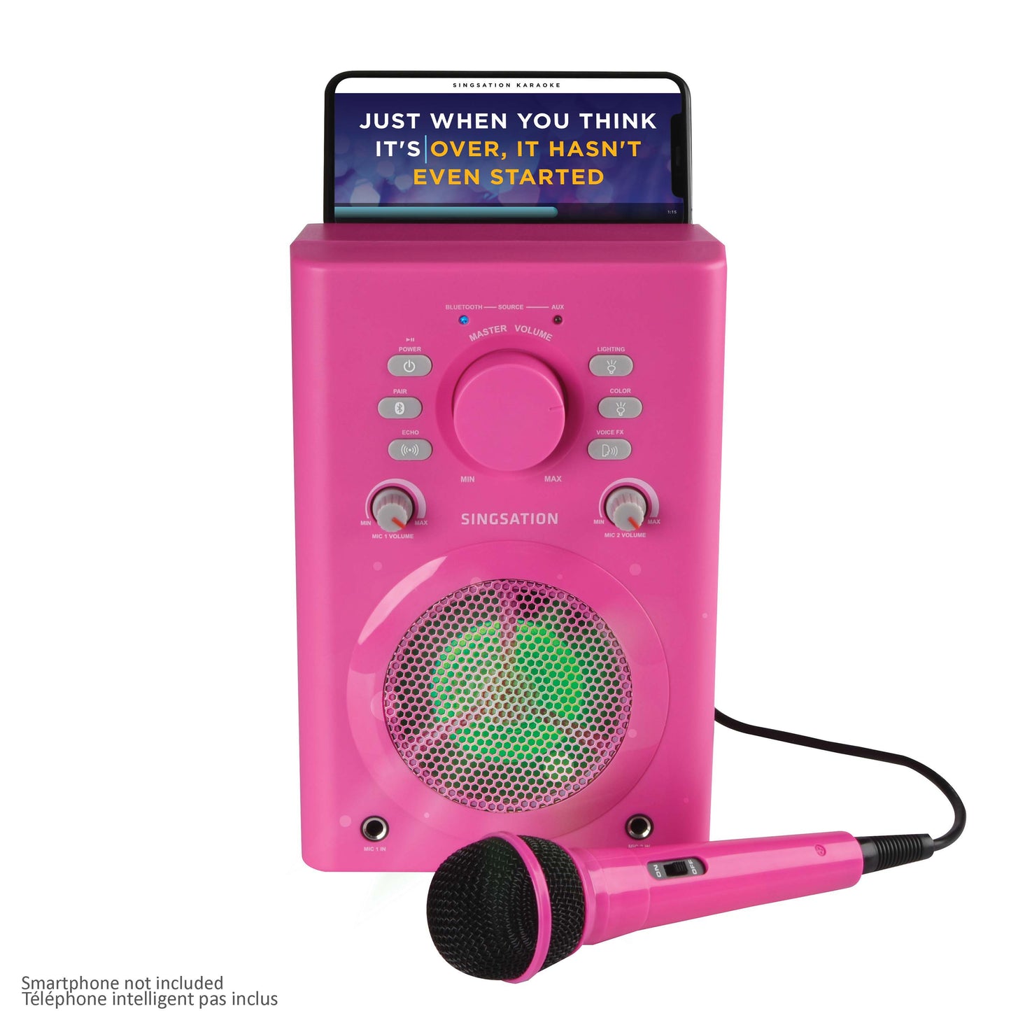 Singsation Classic Portable Bluetooth Karaoke Machine/Speaker with Wired Microphone - Pink