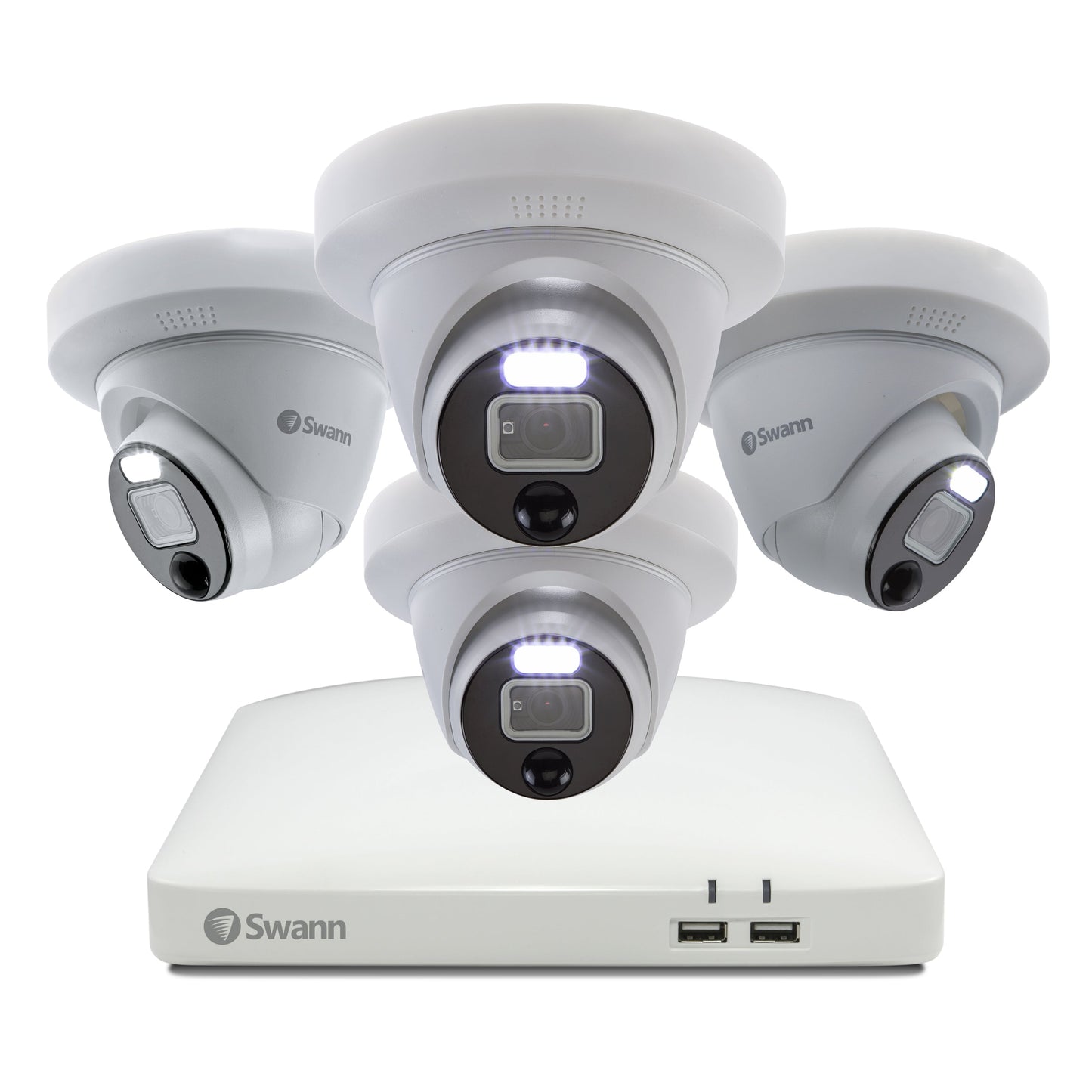 Swann SwannForce™ 4K 8 Channel 2TB DVR Security System with 4 x Dome Spotlight & Siren Cameras (PRO-4KDER) - White