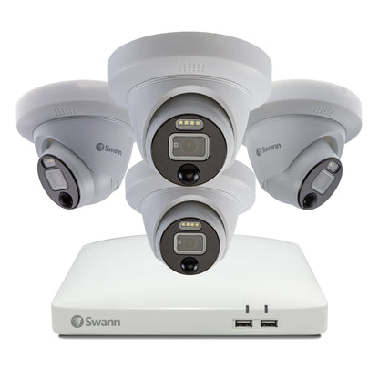 Swann SwannForce™ 4K 8 Channel 2TB DVR Security System with 4 x Dome Spotlight & Siren Cameras (PRO-4KDER) - White