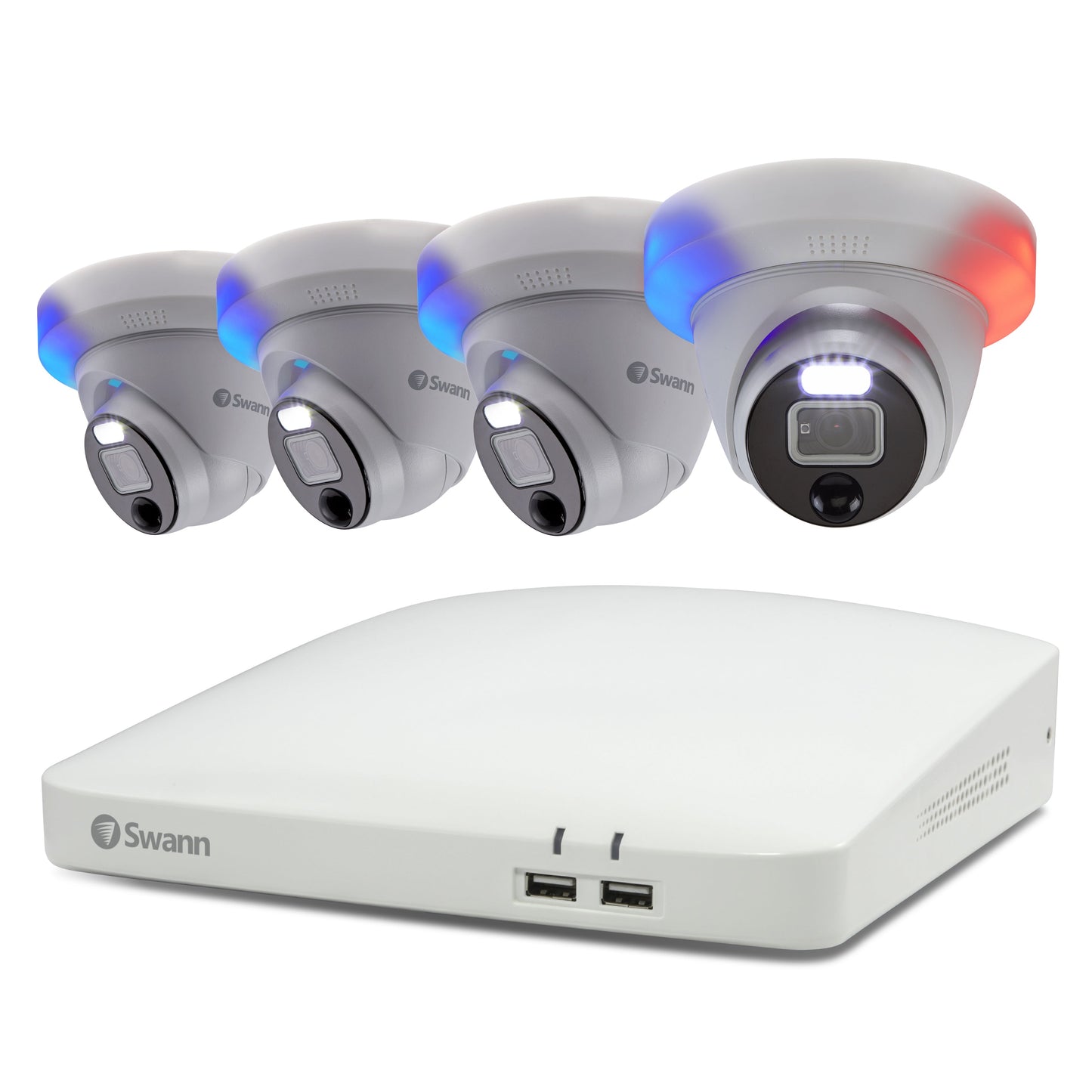 Swann SwannForce™ 4K 8 Channel 2TB DVR Security System with 4 x Dome Spotlight & Siren Cameras (PRO-4KDER) - White