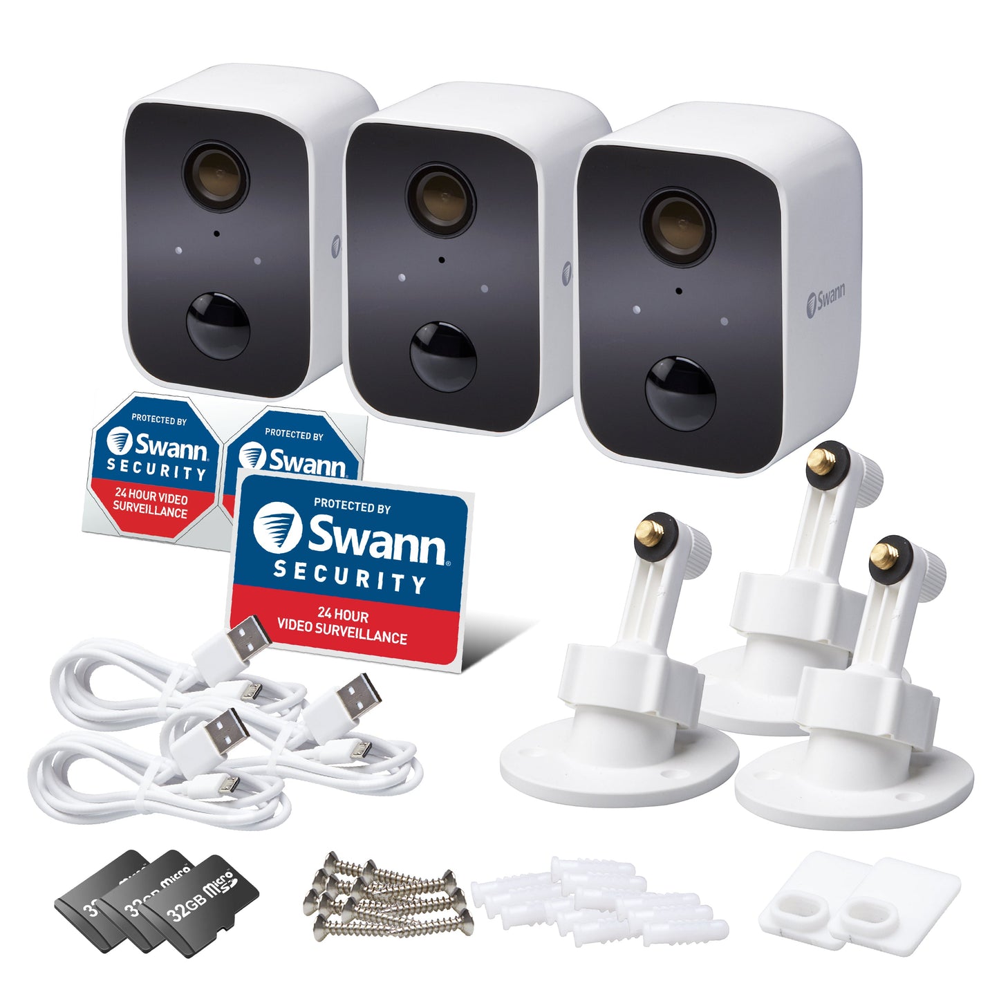 Swann CoreCam™ 1080p Wire-Free Wireless Security Camera - 3-pack - White