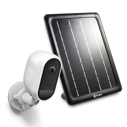 Swann 1080p Wire-Free Security Camera with Solar Charging Panel and Outdoor Stand - White