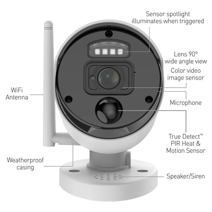 Swann 1080p HD Add On Wi-Fi Bullet Security Camera with Outdoor True Detect Thermal Sensing and Spotlight - White