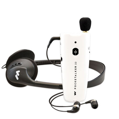 Williams Sound Pocketalker 2.0 Personal Amplifier with Over-the-Head Headphones & Mini Earbuds - White