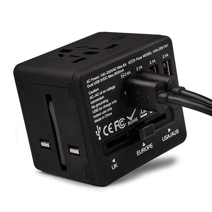 Veho Universal 4-Port USB 5-volt/3.5-amp Multi-Region Travel Adapter - Black