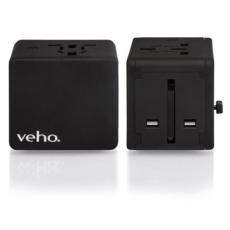 Veho Universal 4-Port USB 5-volt/3.5-amp Multi-Region Travel Adapter - Black