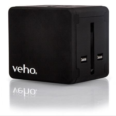 Veho Universal 4-Port USB 5-volt/3.5-amp Multi-Region Travel Adapter - Black