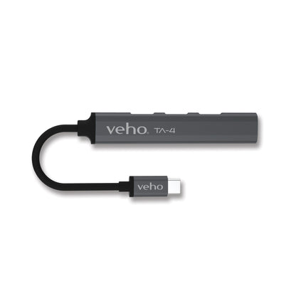 Veho TA-4 USB-C to 4-port USB-A Mini Hub - Black