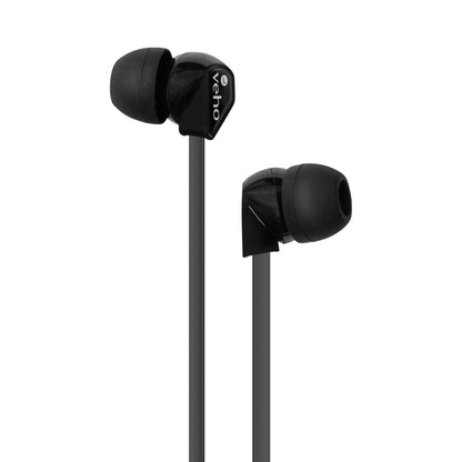 Veho 360 Z-1 Noise Isolating Stereo Earphones with Flat Flex Anti Tangle Cord - Dark Grey