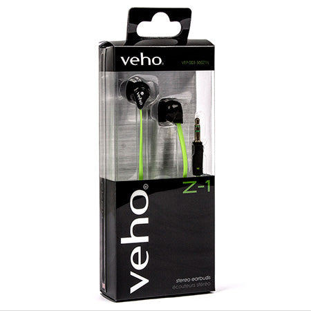 Veho Z-1 Stereo Noise Isolating Earbuds - Green