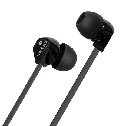 Veho 360 Z-1 Noise Isolating Stereo Earphones with Flat Flex Anti Tangle Cord - Dark Grey