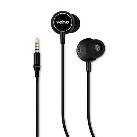 Veho Z-3 In-Ear Stereo Headphones with Built-in Microphone and Volume Controls - Black