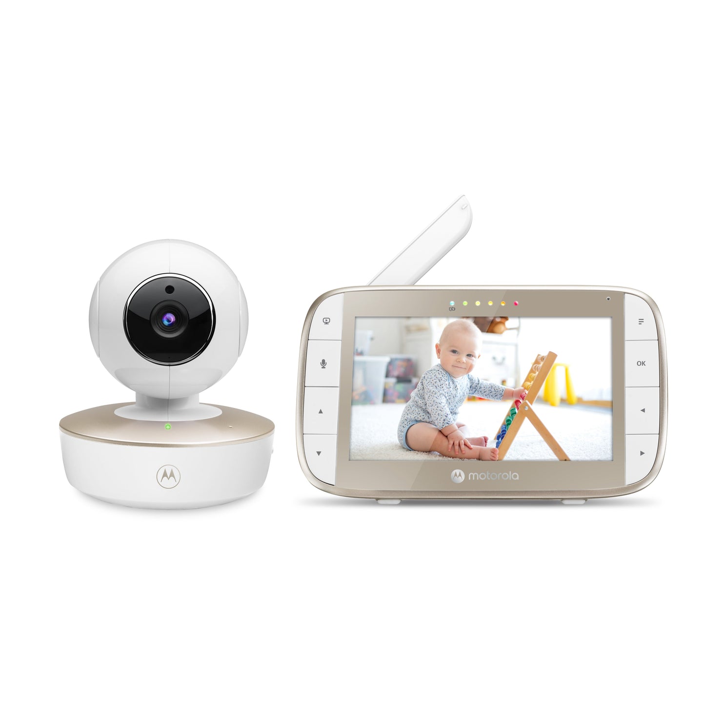 Motorola VM50G Video Baby Monitor with Pan, Tilt & Zoom - 2 Camera Set - White & Gold