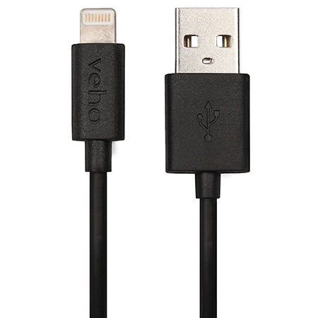 Veho Pebble Certified MFi Lightning to USB Charge & Sync Cable, 0.2-meter (0.7-ft) - Black