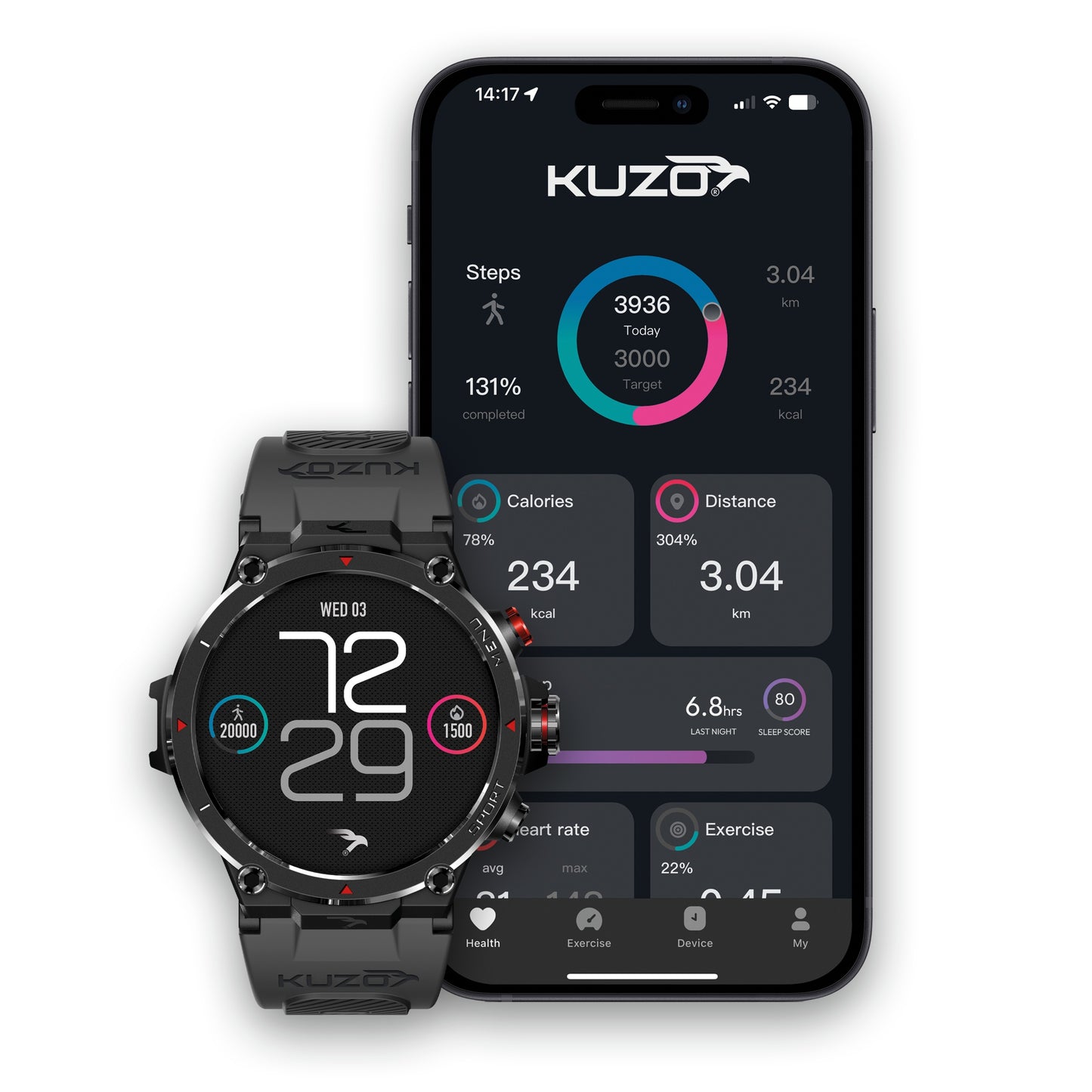 Veho Kuzo II F2-S Sports Smart Watch with GPS - Black