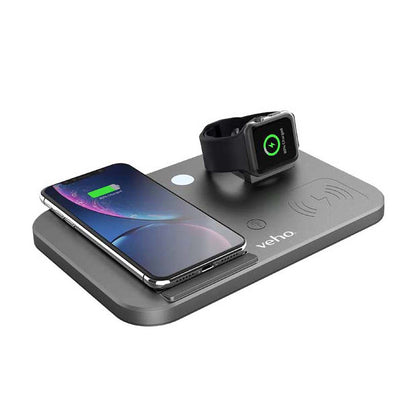 Veho DS-7 Qi Wireless Multi-Charging Station - Grey