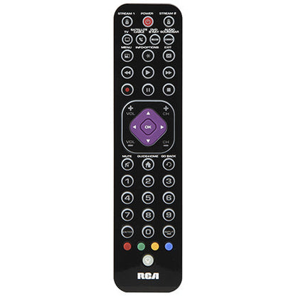 RCA 6 Device Ultra Thin Backlit Remote Control with Streaming Device Compatibility - Black